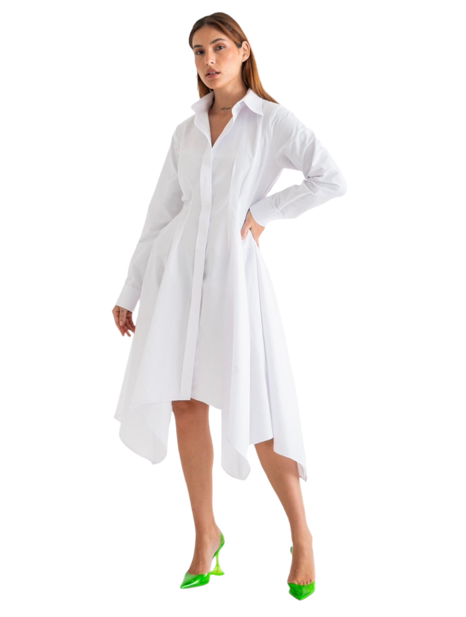 WHITE ASYMMETRIC SHIRT DRESS Rue15 by Muneera Al Majed WHITE ASYMMETRIC SHIRT DRESS Rue15 by Muneera Al Majed