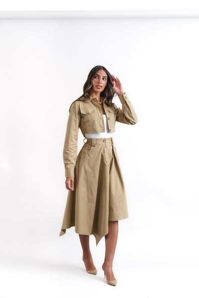 Asymmetric beige skirt