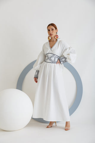 black&white belted kaftan