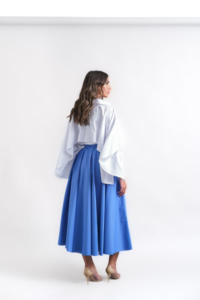 midi blue skirt