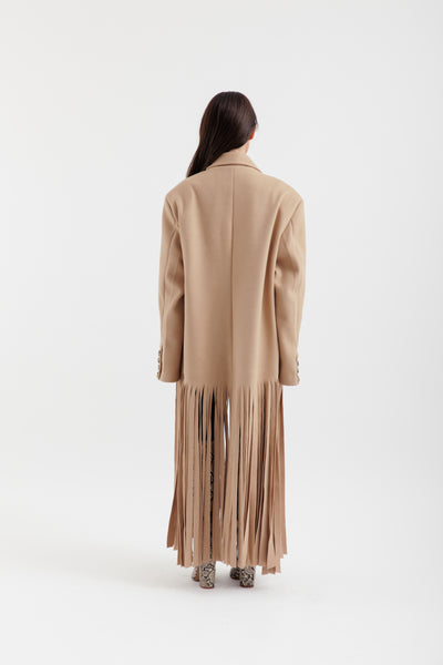 Beige fringe coat