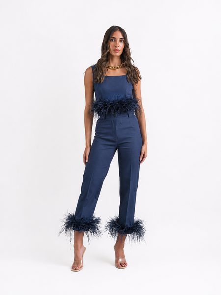 Denim feather jeans