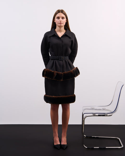 Brown fur hem skirt