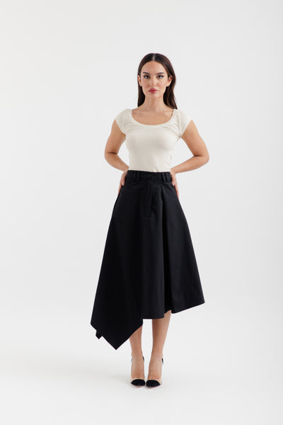 Black asymmetric skirt