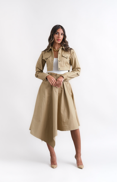 Asymmetric beige skirt