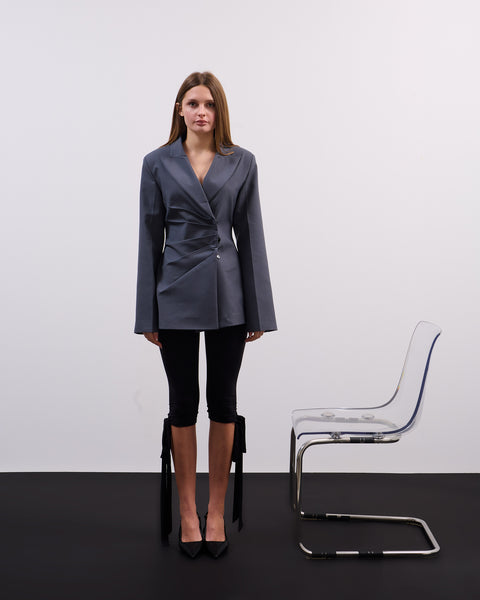 Grey gathered blazer