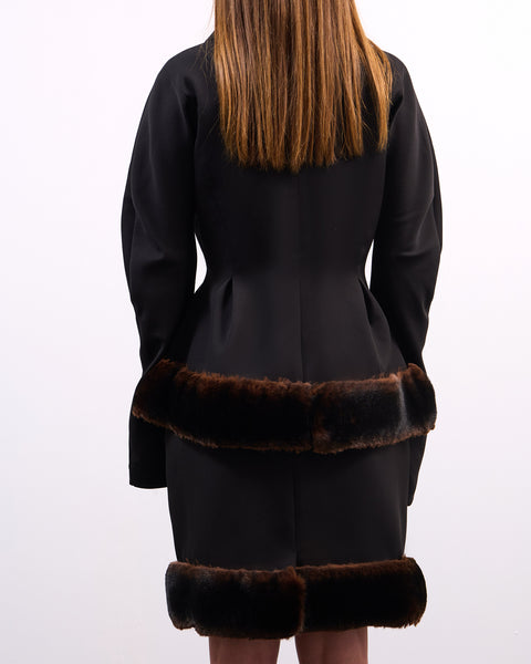 Brown fur hem skirt