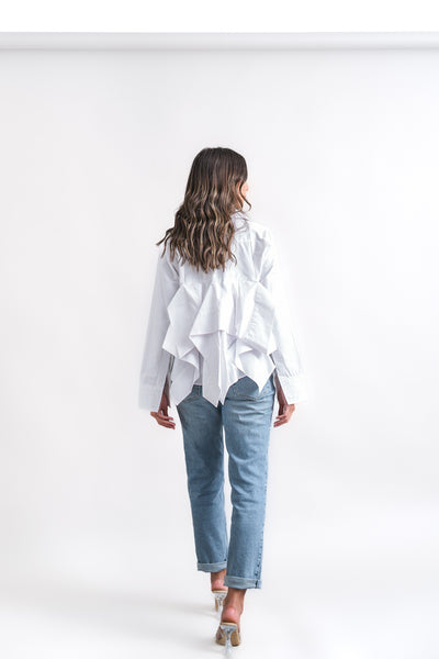 ruffled back shirt