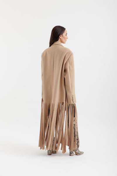 Beige fringe coat