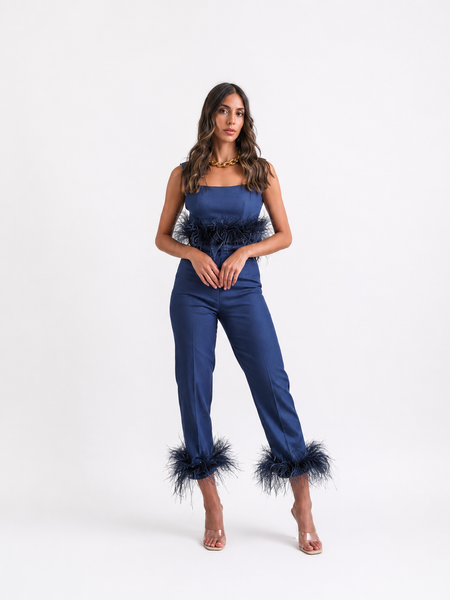 Denim feather jeans