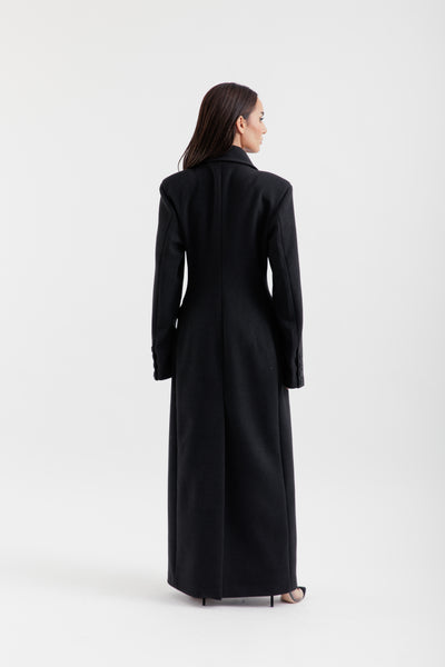Black maxi wool coat