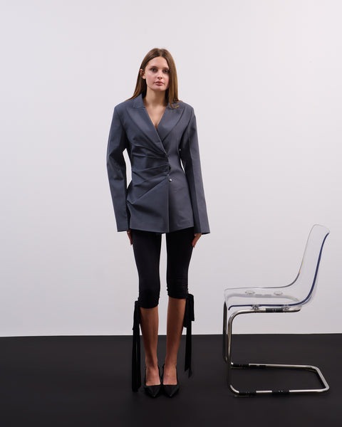Grey gathered blazer