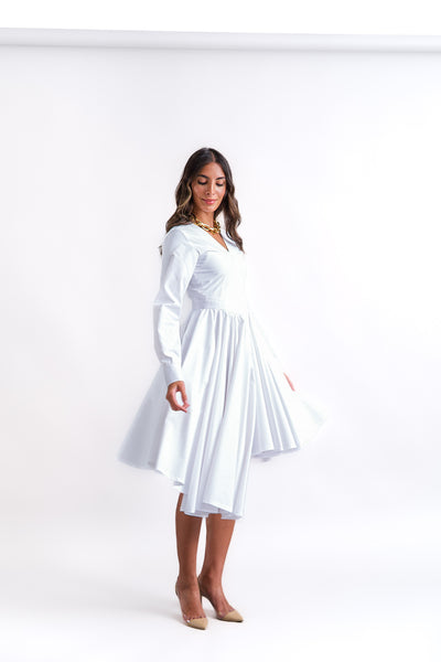 Asymmetric poplin dress