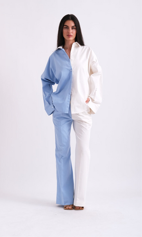 HALF BLUE HALF WHITE SHIRT
