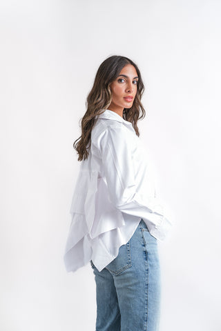ruffled back shirt