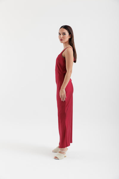 Satin burgundy dress