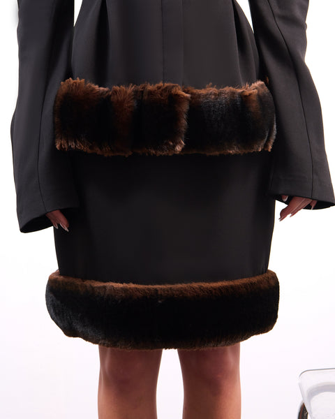 Brown fur hem skirt
