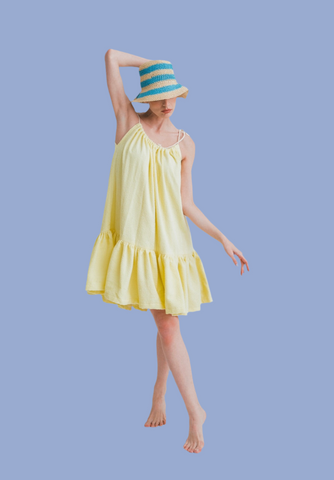 SLEEVELESS TOWEL DRESS(YELLOW)