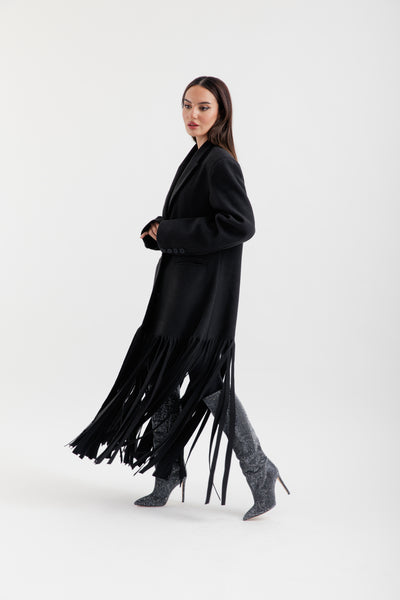 Black fringe coat