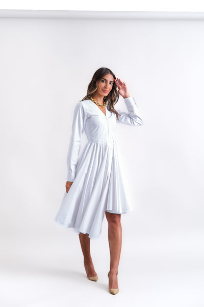 Asymmetric poplin dress