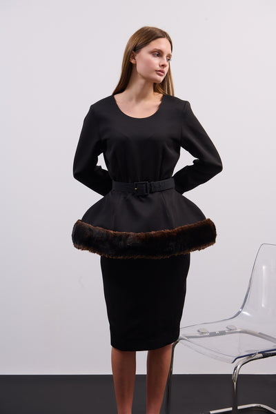 Peplum fur hem dress