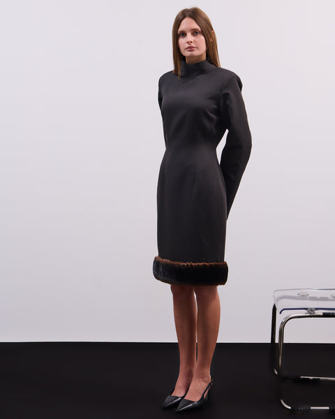 Highneck fur dress