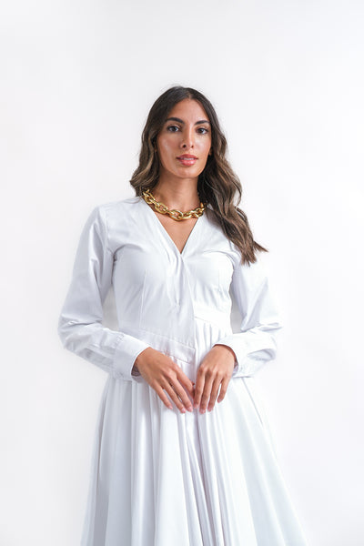 Asymmetric poplin dress
