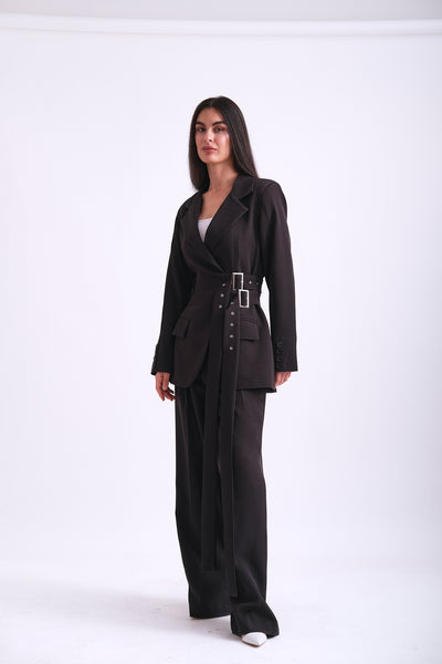 double belt blazer