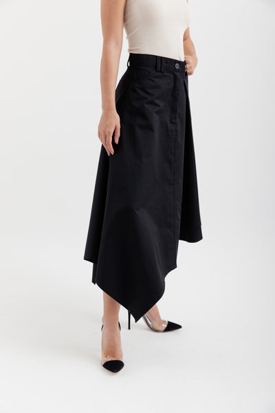 Black asymmetric skirt