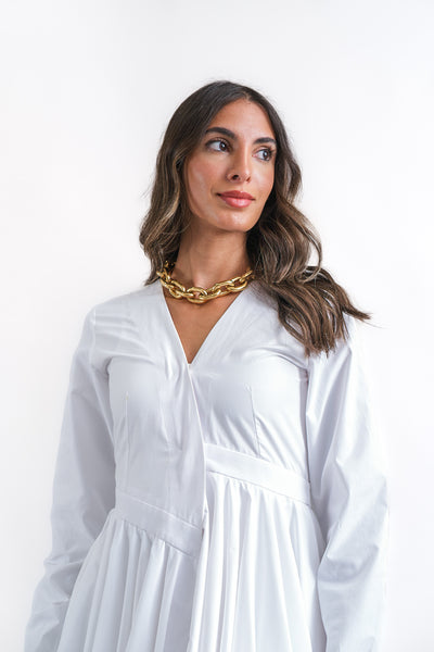Asymmetric poplin dress
