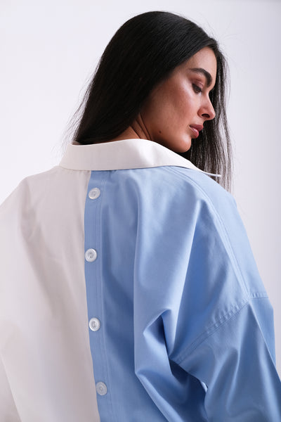 HALF BLUE HALF WHITE SHIRT