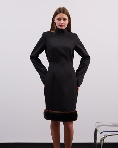 Highneck fur dress