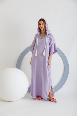 moroccan kaftan in lavender(Short sleeve)