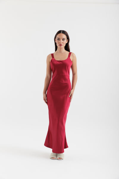 Satin burgundy dress