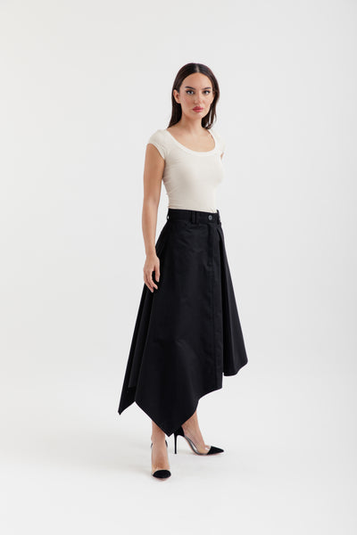 Black asymmetric skirt