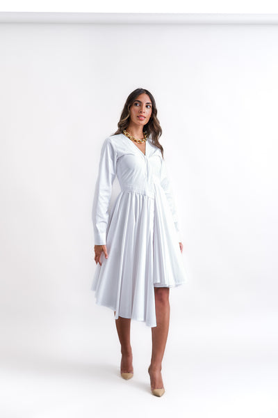Asymmetric poplin dress