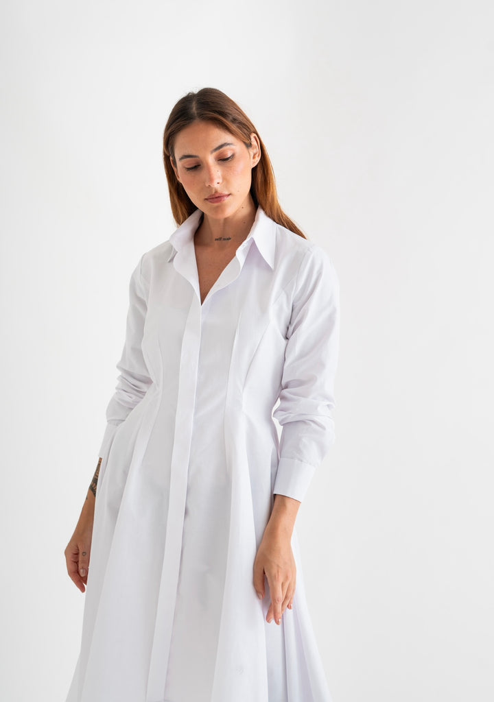 WHITE ASYMMETRIC SHIRT DRESS Rue15 by Muneera Al Majed WHITE ASYMMETRIC SHIRT DRESS Rue15 by Muneera Al Majed
