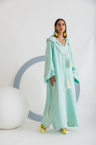 moroccan kaftan in mint green(long sleeve)