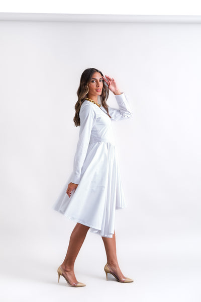 Asymmetric poplin dress