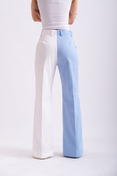HALF BLUE HALF WHITE PANTS