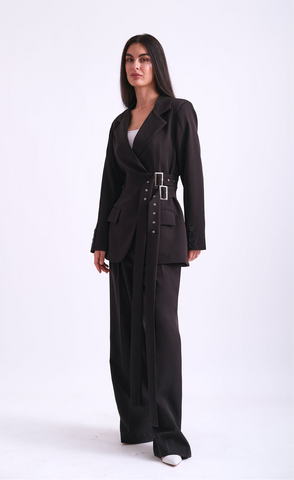 double belt blazer