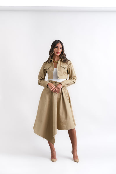 Asymmetric beige skirt