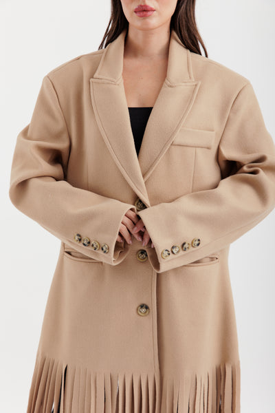 Beige fringe coat