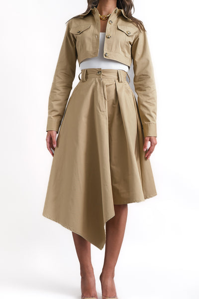 Asymmetric beige skirt