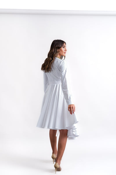 Asymmetric poplin dress