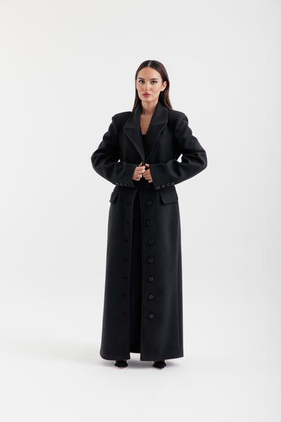 Black maxi wool coat