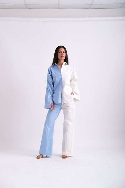 HALF BLUE HALF WHITE SHIRT