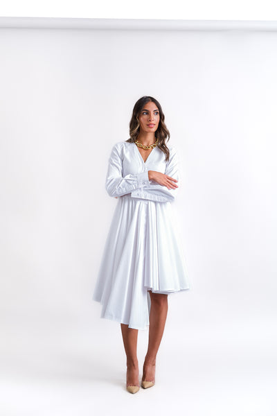 Asymmetric poplin dress