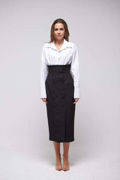 BUTTONED PENCIL SKIRT