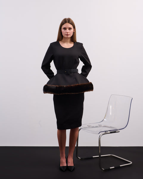 Peplum fur hem dress